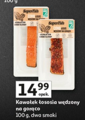 Kawałek łososia wędzony na gorąco SuperFish dwa smaki promocja w Auchan