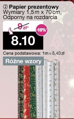 Papier prezentowy - wymiary 1,5m x 70cm, odporny na rozdarcia, różne wzory promocja w Woolworth