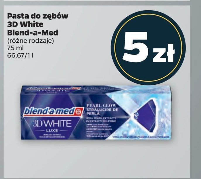 Pasta do z臋b贸w pearl Blend-a-med 3d white luxe promocja