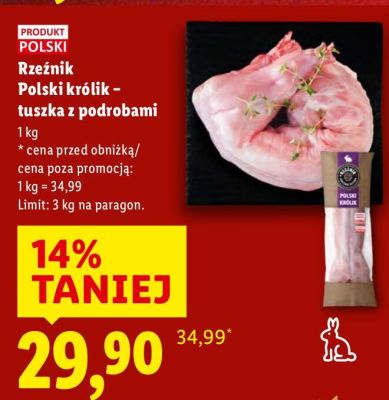 Rzeźnik Polski królik - tuszka z podrobami promocja w Lidl