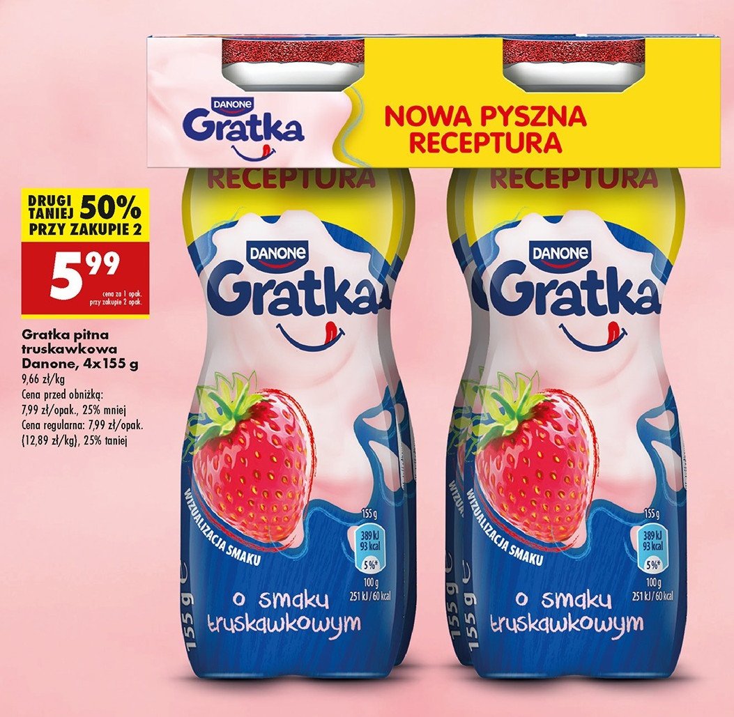 Nap贸j mleczny truskawkowy Danone gratka promocja
