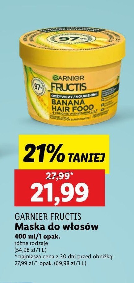 Maska do włosów banana Garnier fructis hair food promocja