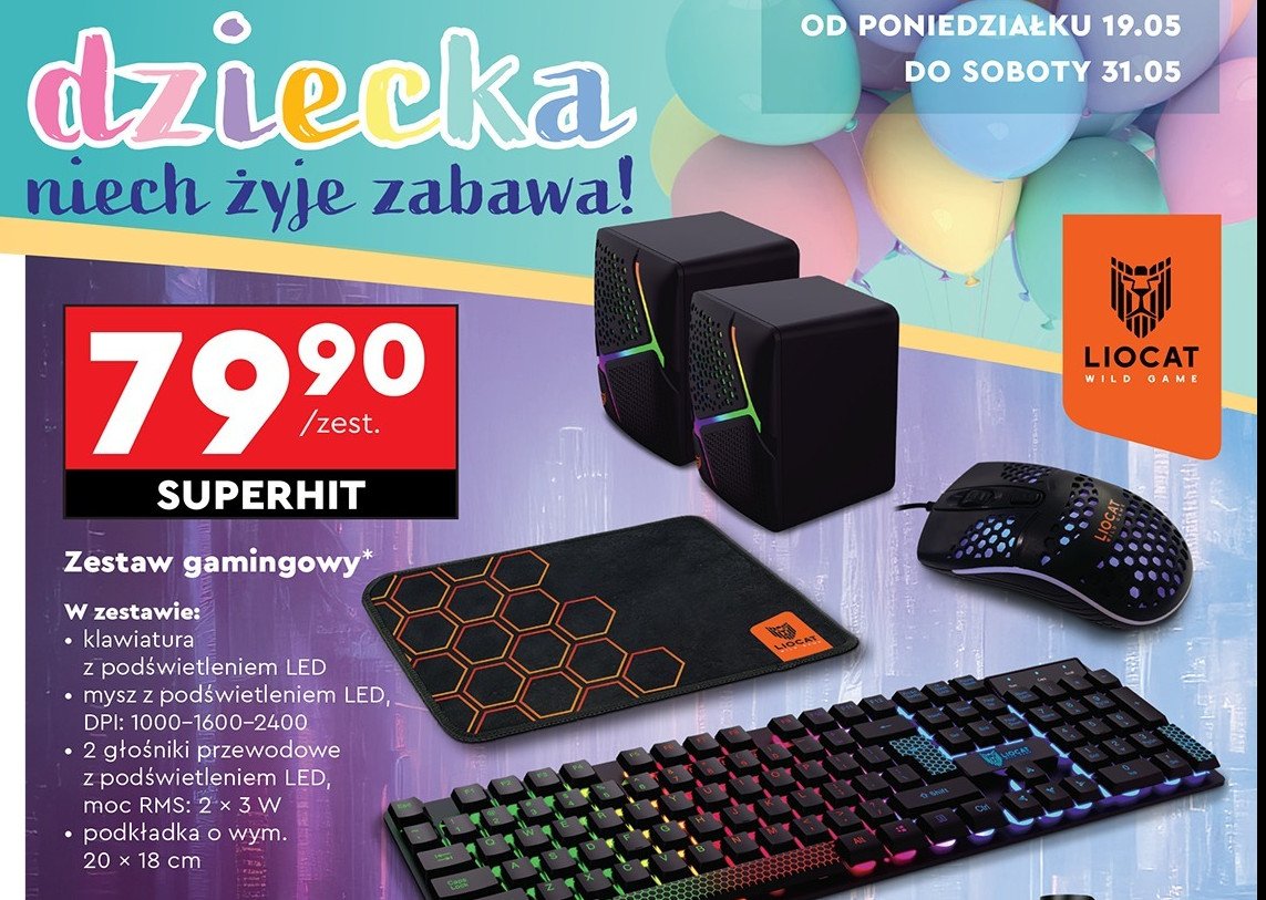 Podkładka pod mysz rgb Liocat promocja w Biedronka