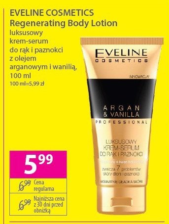 Krem-serum do rąk i paznokci Eveline argan + vanilia promocja