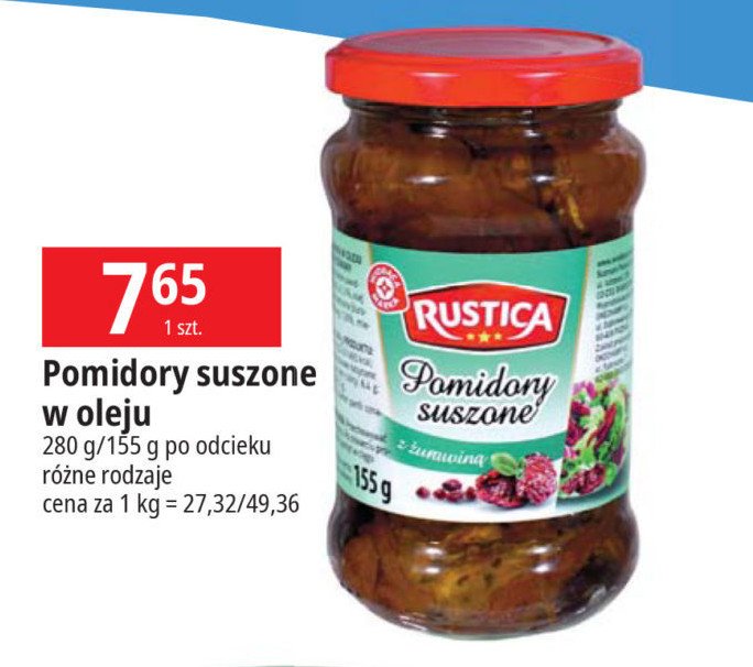 Pomidory suszone w oleju z żurawiną Wiodąca marka rustica promocja