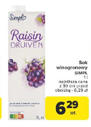 Sok winogronowy Simpl promocja w Carrefour