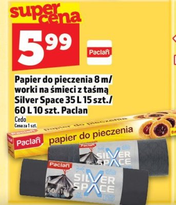 Papier do pieczenia 8 m / worki na śmieci z taśmą Silver Space 35 L 15 szt. / 60 L 10 szt. Paclan promocja w TOPAZ