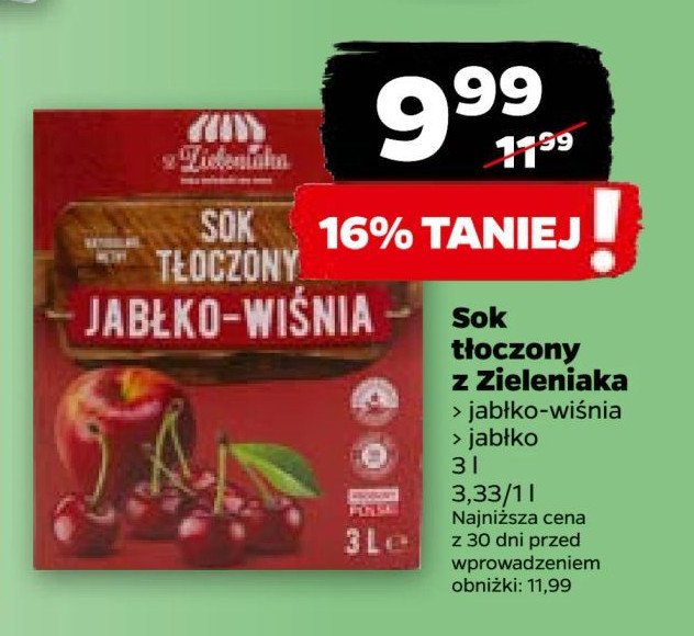 Sok jabłkowy Z ZIELENIAKA NETTO promocja