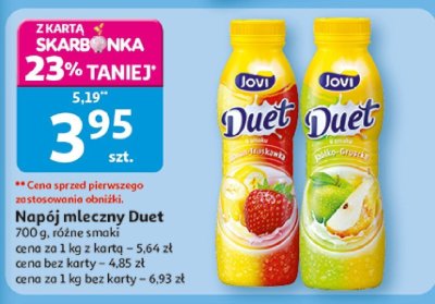 Napój mleczny Duet Jovi 2 smaki promocja w Auchan