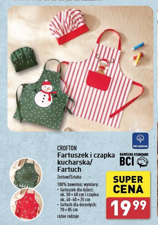 Fartuszek i czapka kucharska dla dzieci Crofton promocja w Aldi