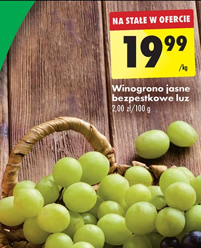 Winogrona jasne bezpestkowe promocja