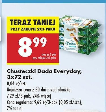 Chusteczki wilgotne naturals Dada promocja