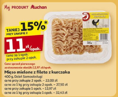 Mięso mielone z fileta z kurczaka 400g Dział Samoobsługi promocja w Auchan