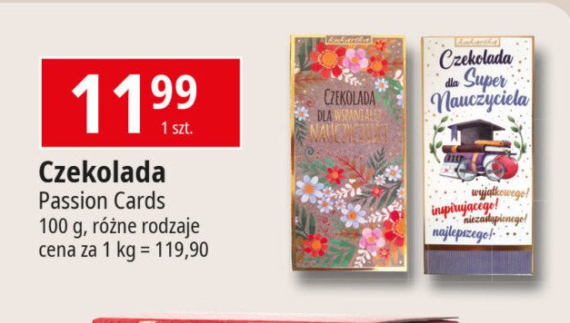 Czekolada dla nauczyciela Passion cards promocja