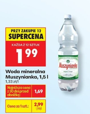 Woda mineralna Muszynianka, 1,5 l promocja w Biedronka