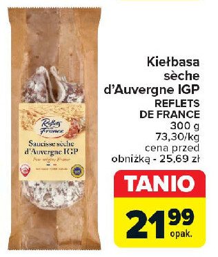 Kiełbasa wieprzowa sucha z auvergne Reflets de france promocja w Carrefour