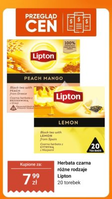 Herbata czarna różne rodzaje Lipton promocja w Dino
