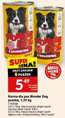 Karma dla psa Wonder Dog puszka 1,25kg 3 rodzaje promocja w Twój Market