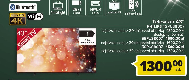 Telewizor 43" 43pus8007/12 Philips promocja