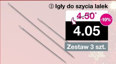 Igły do szycia lalek zestaw 3 szt. promocja w Woolworth