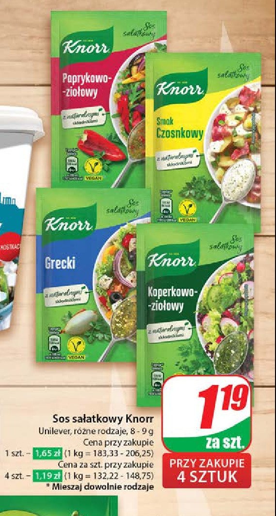 Sos sałatkowy koperkowo-ziołowy Knorr promocja w Dino