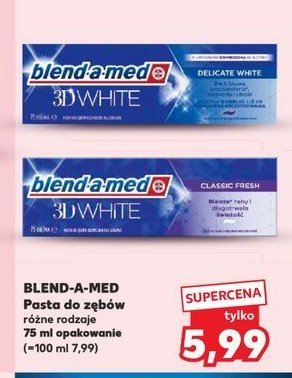 Pasta do z臋b贸w delicate white Blend-a-med 3d white promocja