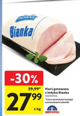 Pierś gotowana z indyka Bianka  promocja w Intermarche