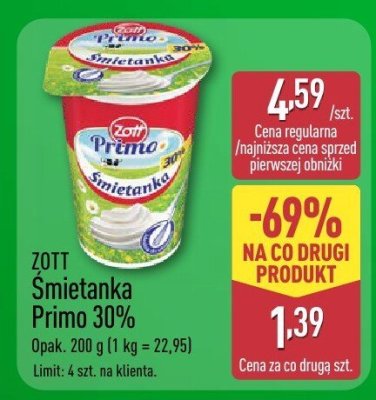 Śmietanka Primo 30% promocja w Aldi