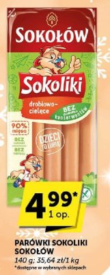 Parówki Sokoliki drobiowo-cielęce promocja w Groszek
