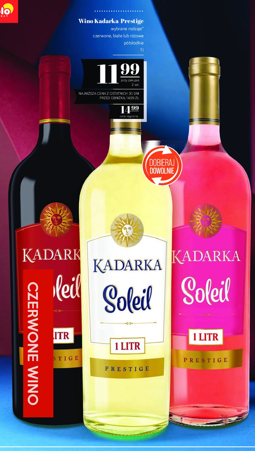 Wino półsłodkie KADARKA SOLEIL PRESTIGE RED promocja w POLOmarket