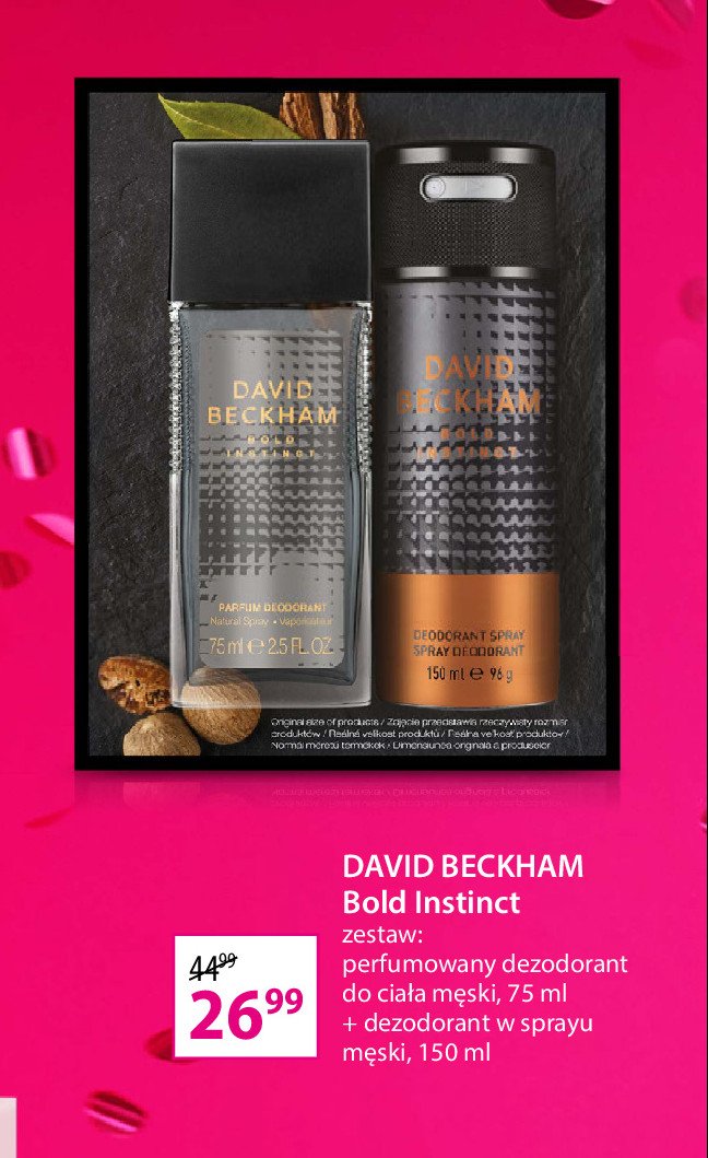 Dezodorant perfumowany + dezodorant spray David beckham bold instinct promocja