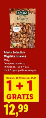 Migdały łuskane 200 g 1+1 GRATIS promocja w Lidl