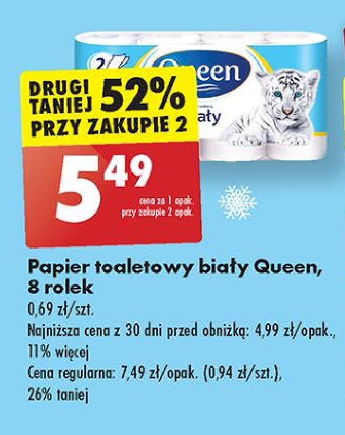 Papier toaletowy biały Queen promocja w Biedronka