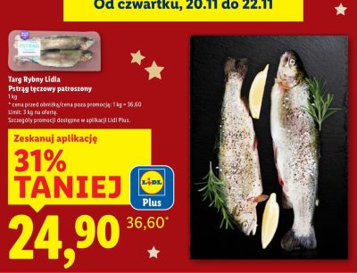 Pstrąg tęczowy patroszony Targ Rybny Lidla promocja w Lidl