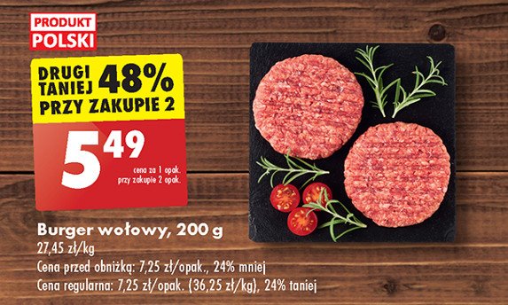 Burger wołowy promocja