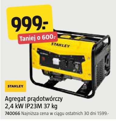 Agregat prądotwórczy Stanley 2,4 kW IP23M 37 kg promocja w Jula