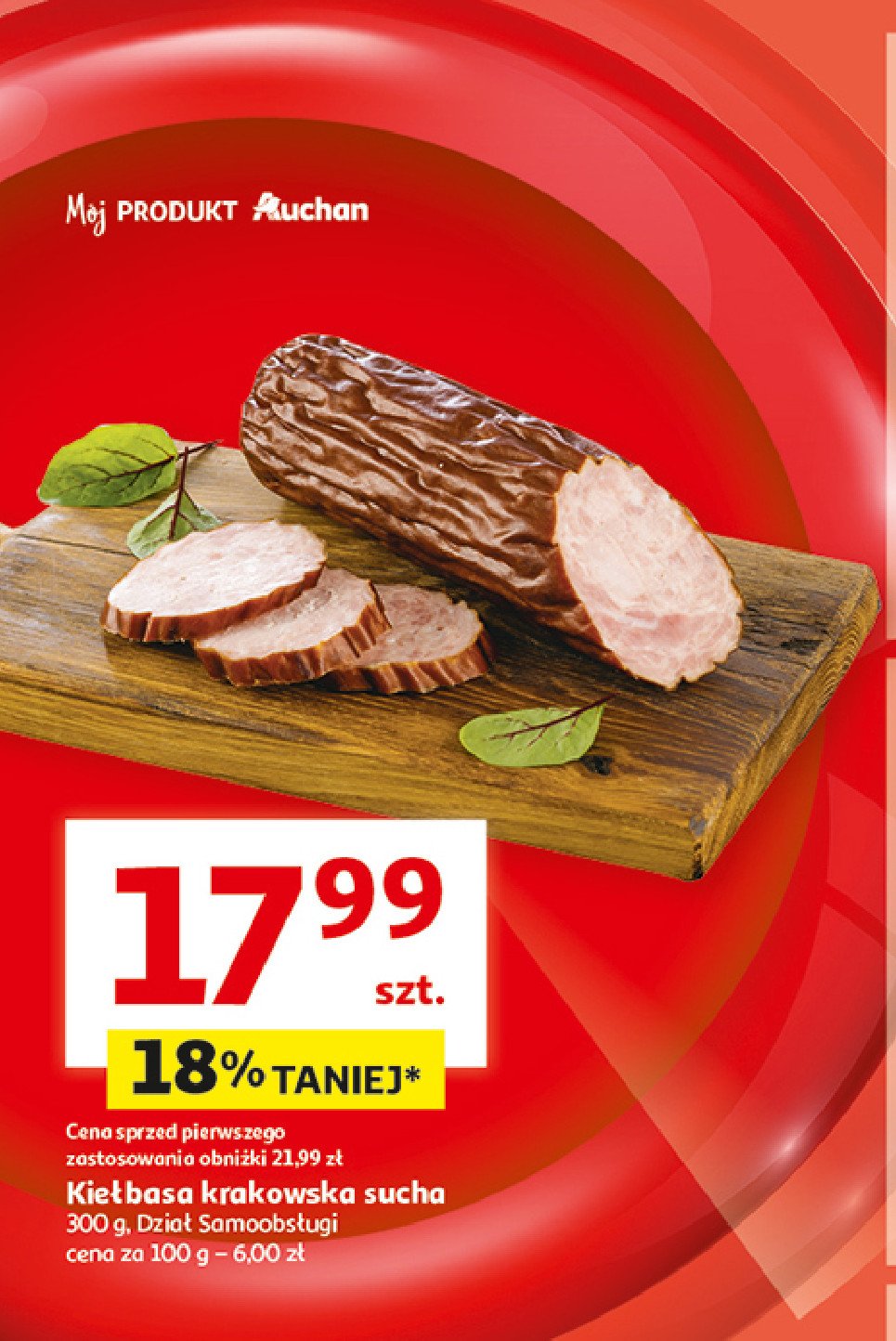 Kiełbasa krakowska sucha Auchan promocja