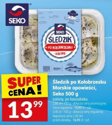 Śledź po Kołobrzesku Morskie opowieści, Seko 500 g promocja w Twój Market