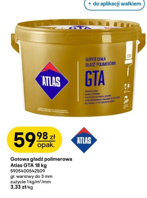 Gotowa gładź polimerowa Atlas GTA 18 kg promocja w Castorama