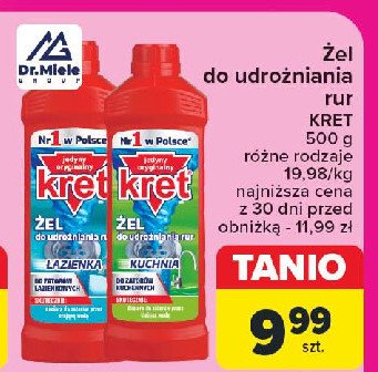 Żel do udrożniania rur kuchnia Kret promocja