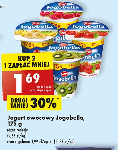Jogurt truskawka-poziomka Jogobella promocja