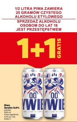 Piwo Żywiec 0,0% puszka 500 ml 1+1 GRATIS promocja w Netto