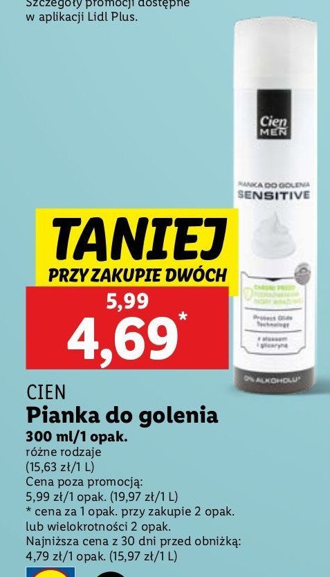 Pianka do golenia sensitive Cien men promocja