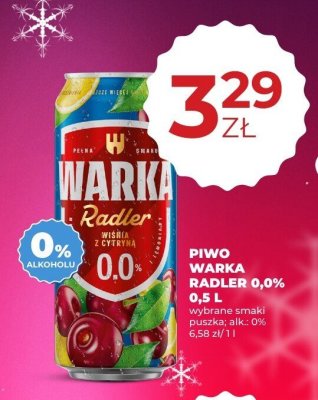 Piwo Warka Radler 0,0% 0,5 L promocja w Duży Ben