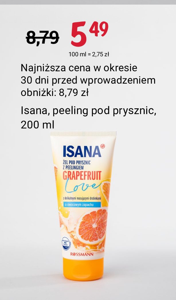 Peeling pod prysznic grapefruit love Isana promocja