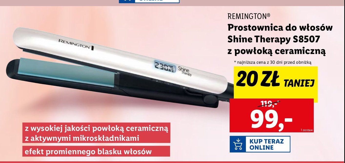 Prostownica shine therapy s8507 Remington promocja w Lidl