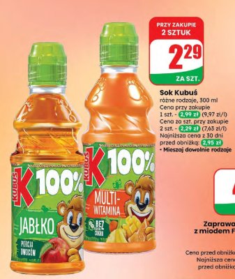 Sok Kubuś różne rodzaje promocja w Dino