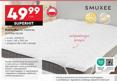 Nakładka na materac Antibacterial 160x200cm promocja w Biedronka
