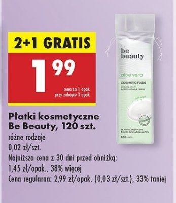Płatki kosmetyczne z ekstraktem z aloesu Be beauty Be beauty care promocja