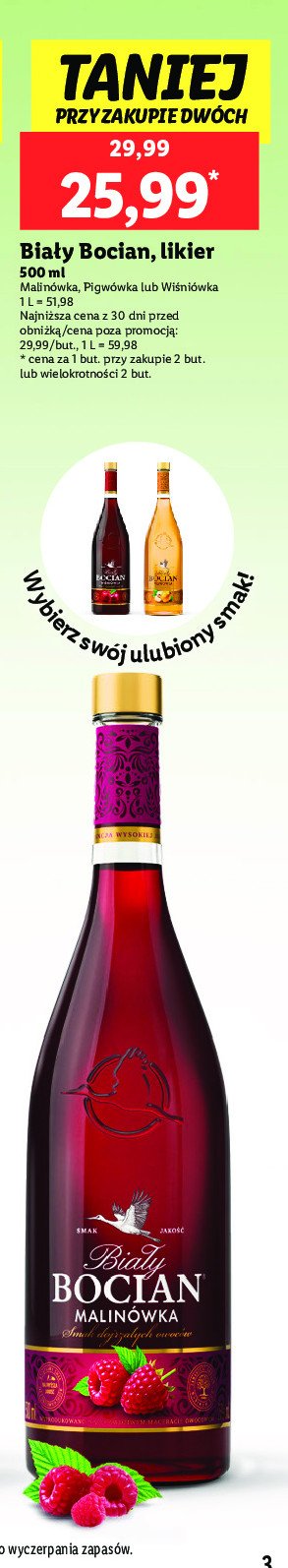 Wódka Biały bocian wiśnia promocja w Lidl